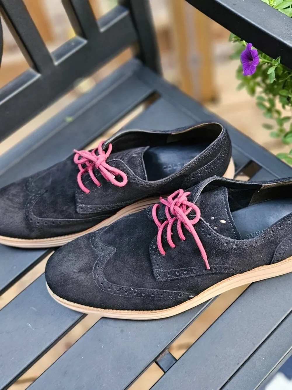 Cole Haan Lunargrand Shoes Men's 11.5 Black Suede Wingtip Oxford C11029
